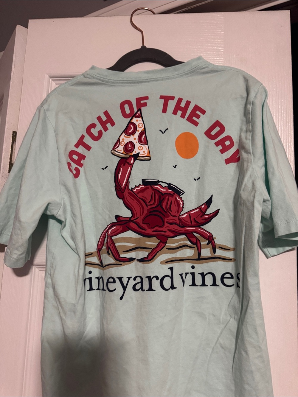 Vineyard Vines Boy’s Pocket Tee in Mint Aqua with Crab Graphic